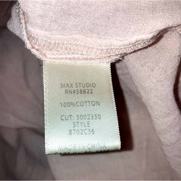 MAX STUDIO L 100% Cotton Eyelet Embroidered Sleeveless Neutral Rose Bohemian Top - Picture 4 of 5